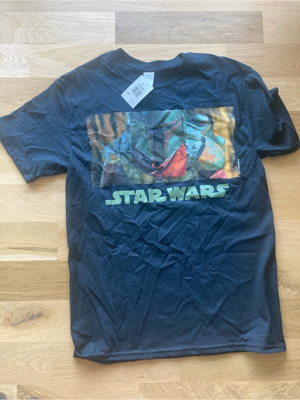 Star Wars Black Graphic Short Sleeve Tee with Multicolor Boba Fett Panel
